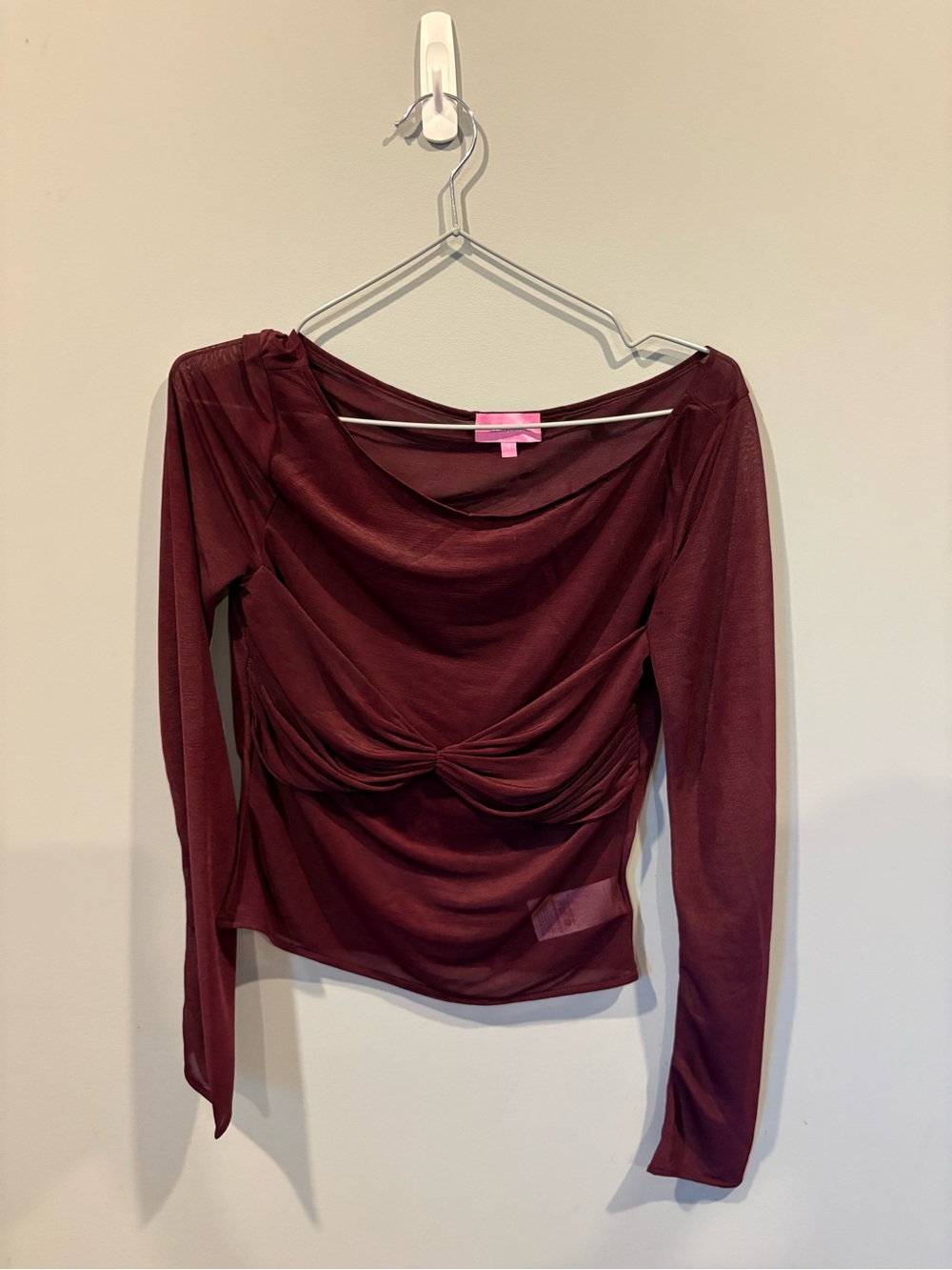 Edikted Burgundy Long Sleeve Twist-Detail Top